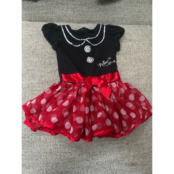 Disney Baby Other - Disney Baby Minnie Mouse Polka Dot Tutu Dress Black Red Silver 9M 617156CNC
